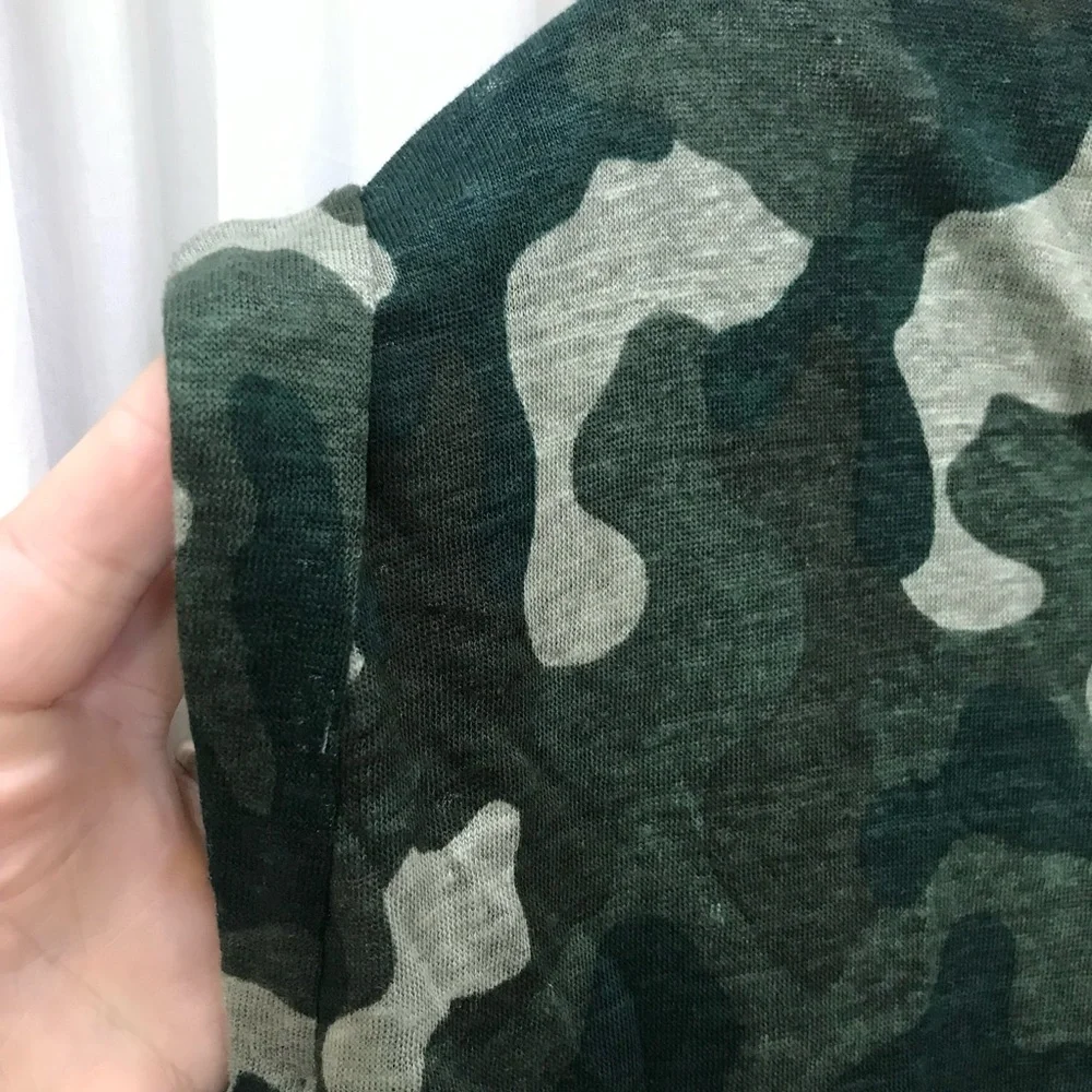 100% Linen Tee Camo Pattern ladies XS
